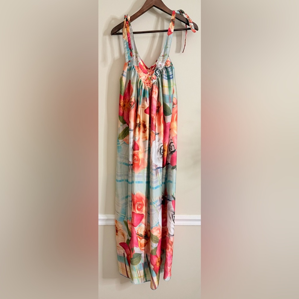 Lapis Floral Maxi Dress with Straps‎ One size - Picture 5 of 10